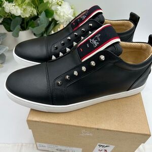 Men’s Christian Louboutin F. A. V. FIQUE. Leather slip on sneakers size 42.
